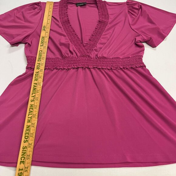 BCBG Women's Pink Flutter Ruffle Bodydoll Top V-Neck Blouse Size Large - Picture 4 of 7